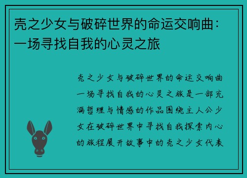 壳之少女与破碎世界的命运交响曲：一场寻找自我的心灵之旅